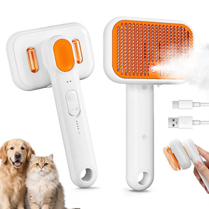 3-In-1 Pet Mist Brush for Dogs & Cats, Self-Cleaning,Rechargeable