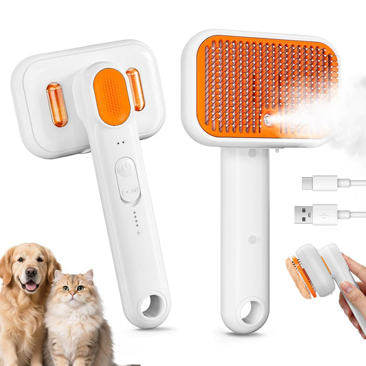 3-In-1 Pet Mist Brush for Dogs & Cats, Self-Cleaning,Rechargeable