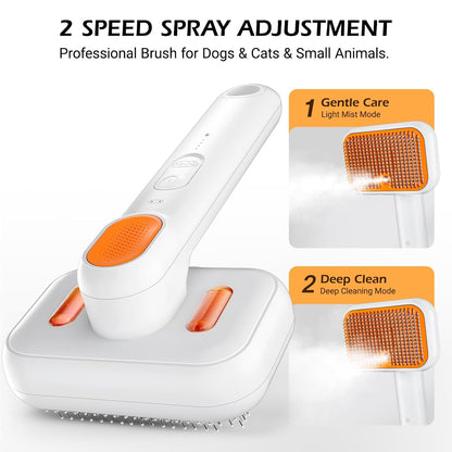 3-In-1 Pet Mist Brush for Dogs & Cats, Self-Cleaning,Rechargeable
